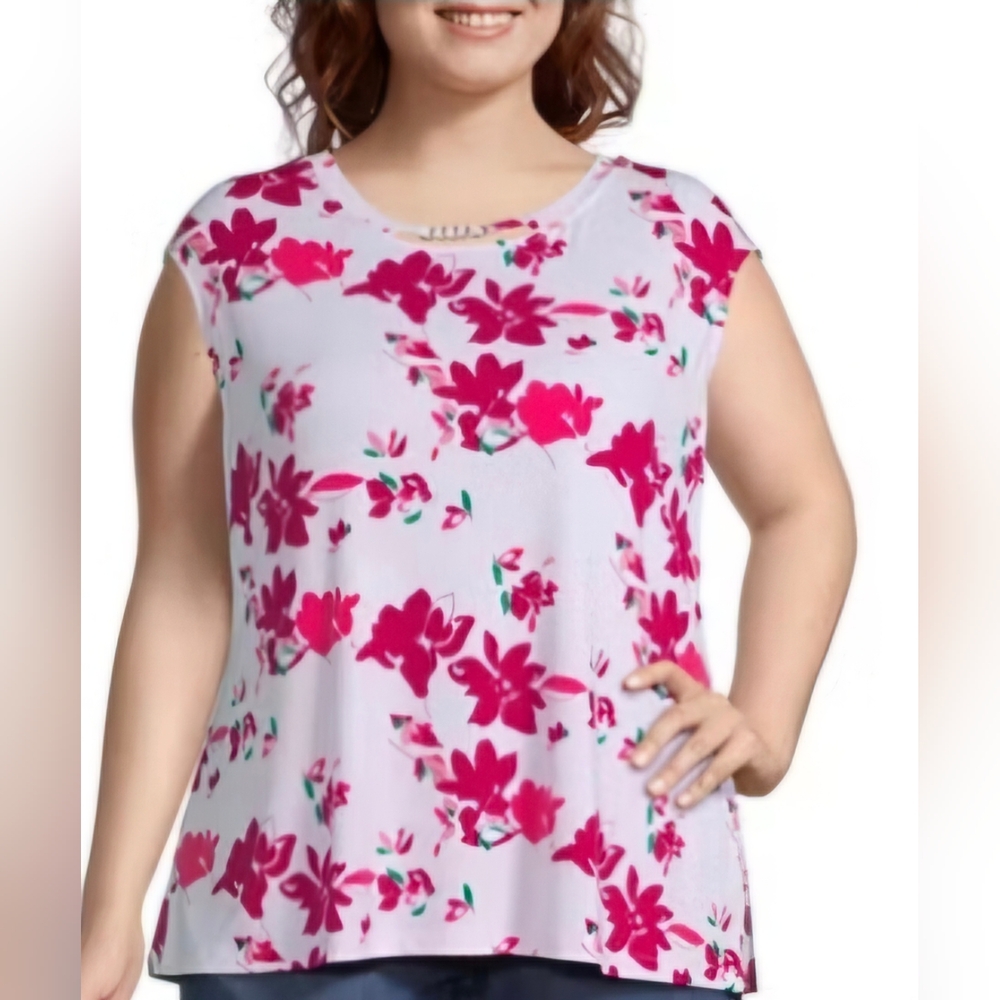 Liz Claiborne Plus Size 4XL Sleeveless Blouse Rose Floral